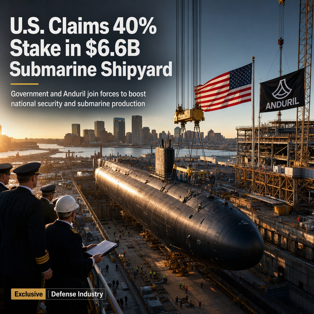 U.S. Government Takes 40% Stake in New $6.6B Submarine Shipyard Backed by Anduril