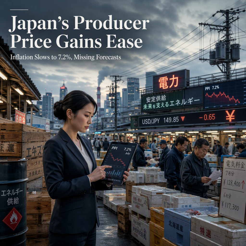 Japan's Producer Price Inflation Slows to 7.2% in July, Missing Expectations
