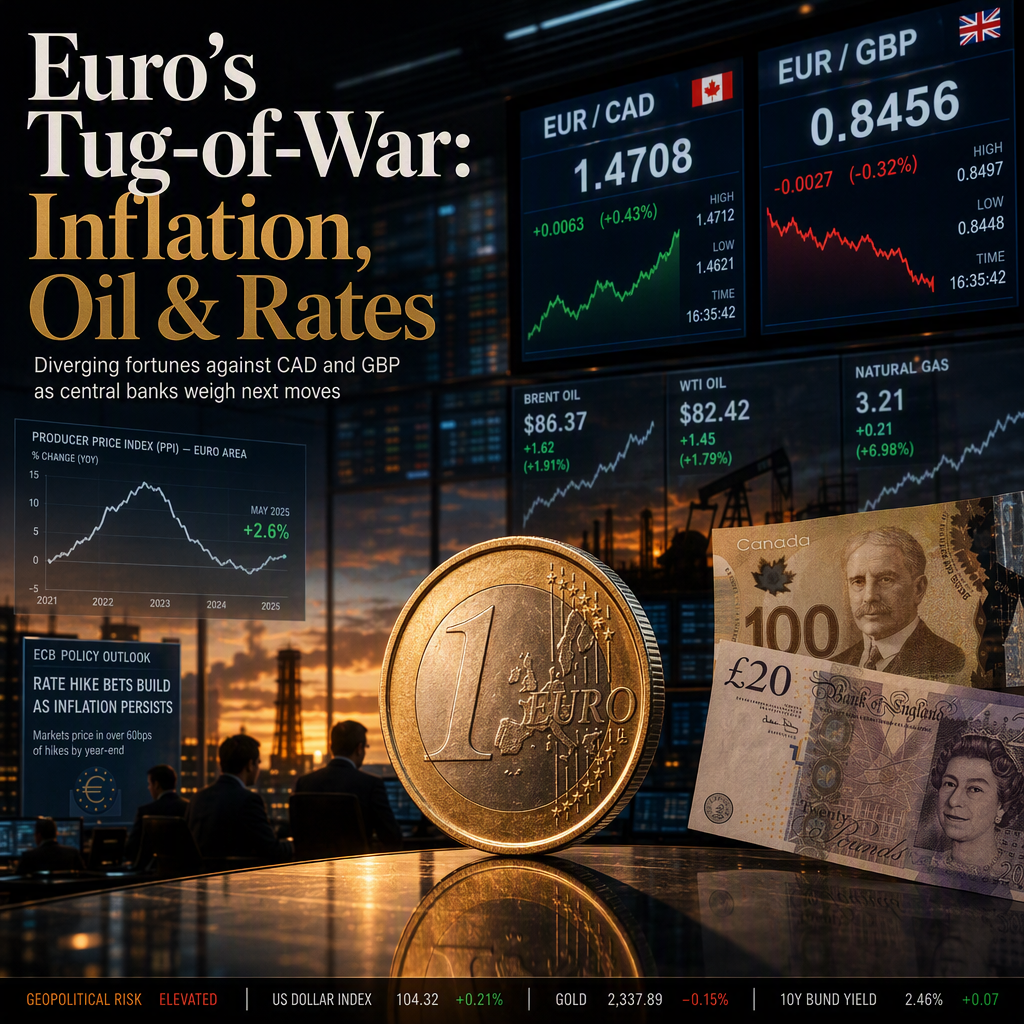 Euro Faces Diverging Fortunes Against Canadian Dollar and British Pound Amid Inflation and Rate Hike Bets
