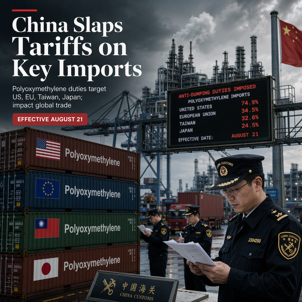 China Imposes Anti-Dumping Duties on Polyoxymethylene Imports from US, EU, Taiwan, and Japan