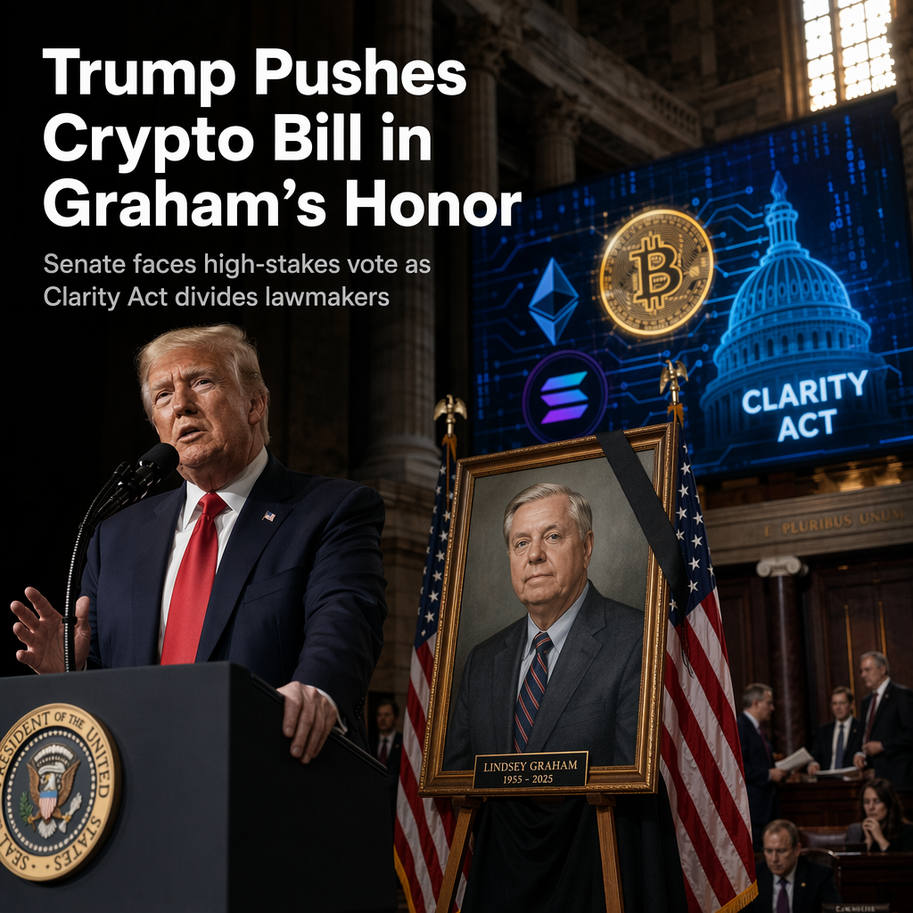 Trump Urges Senate to Pass Clarity Act Crypto Bill in Honor of Late Senator Lindsey Graham