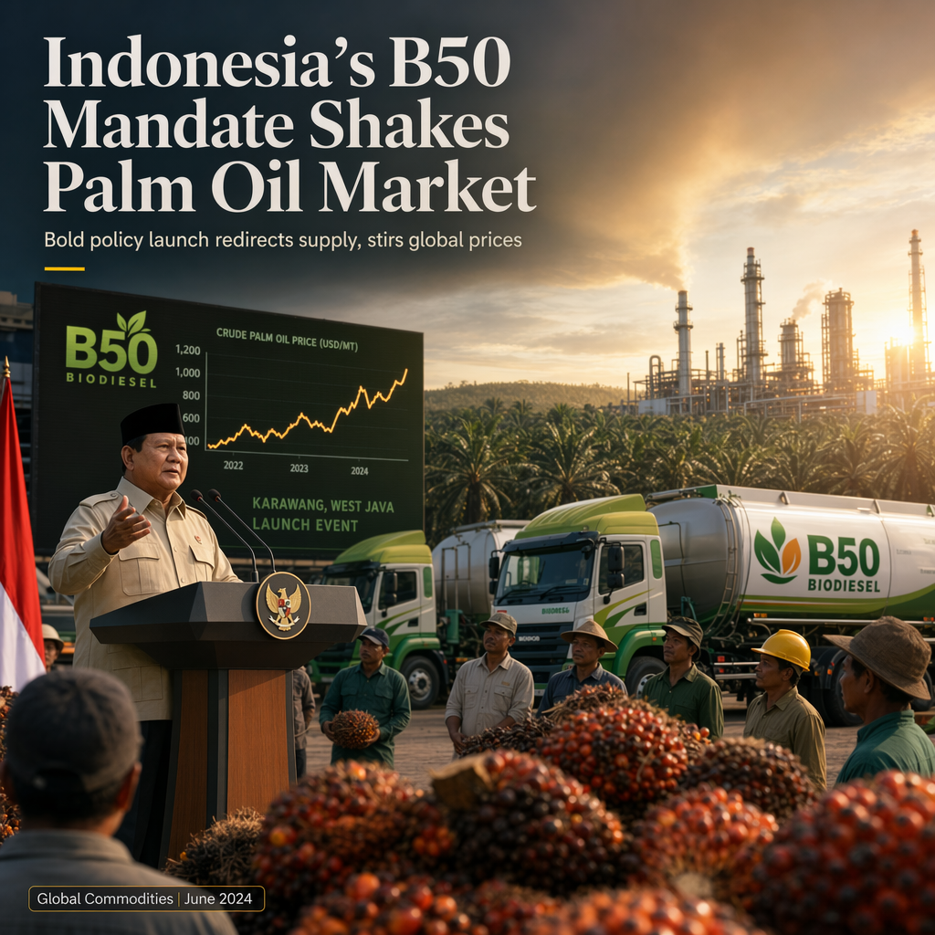 Indonesia Launches B50 Biodiesel Mandate, Raising Palm Oil Content to 50% to Curb Fuel Imports