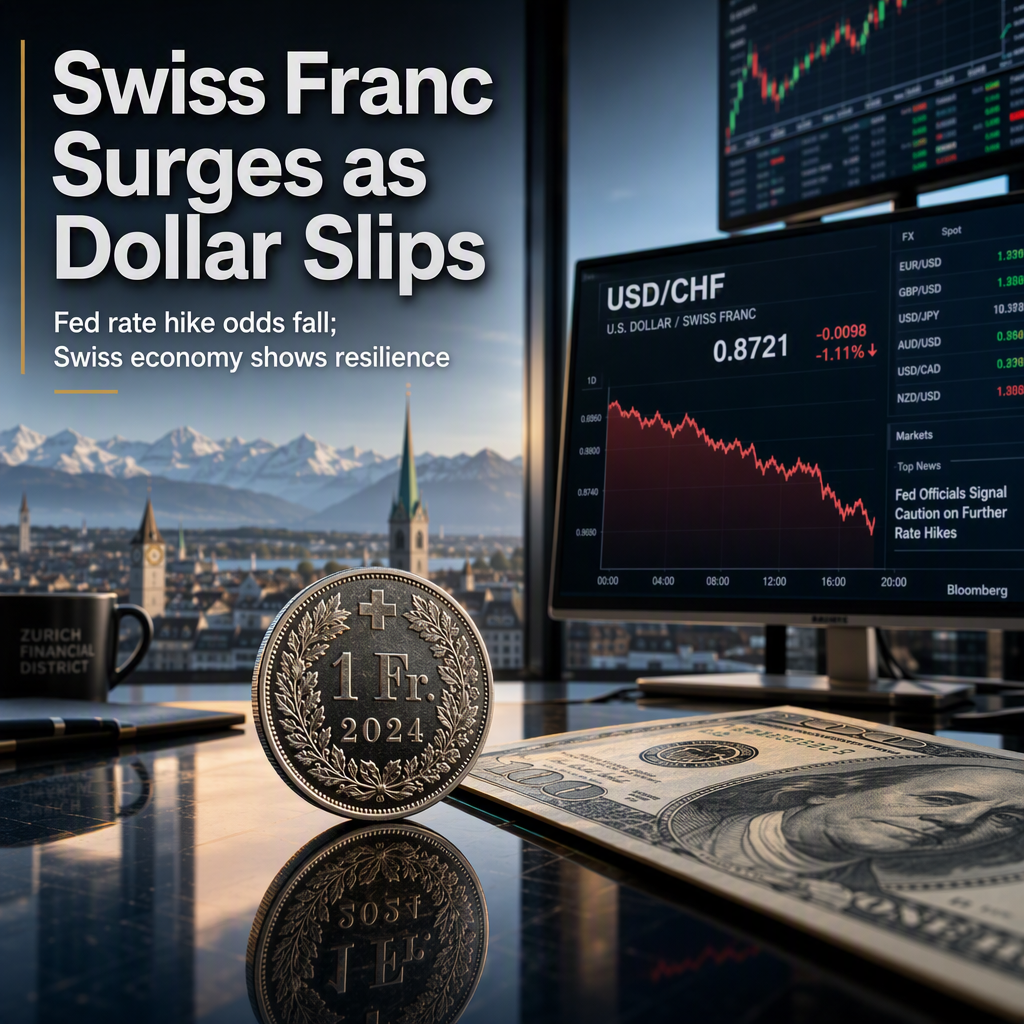 Swiss Franc Rises as US Dollar Weakens on Diminished Fed Rate Hike Expectations