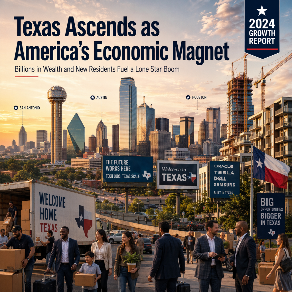 Texas Attracts Billions in Wealth and Population, Solidifying Its Status as an Economic Powerhouse
