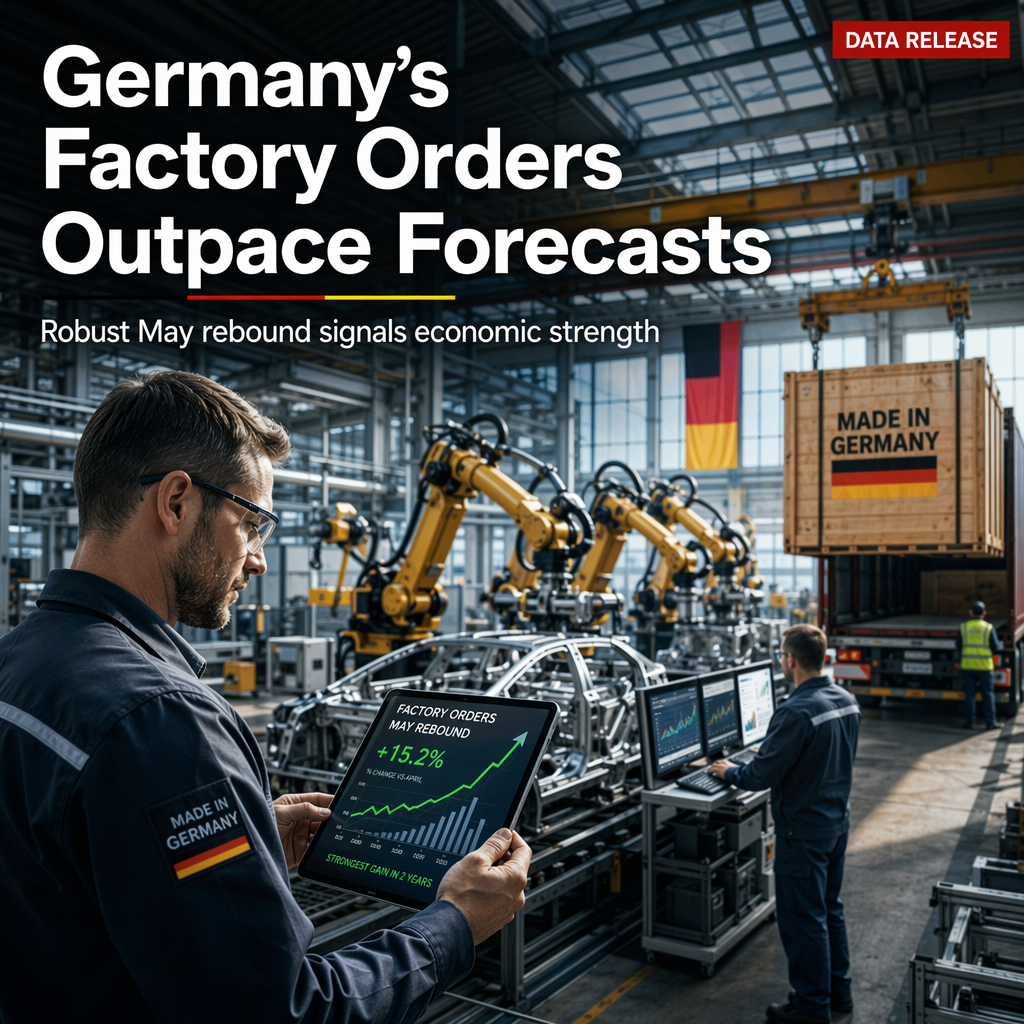 Germany's Factory Orders Surge 1.9% in May, Outpacing Expectations