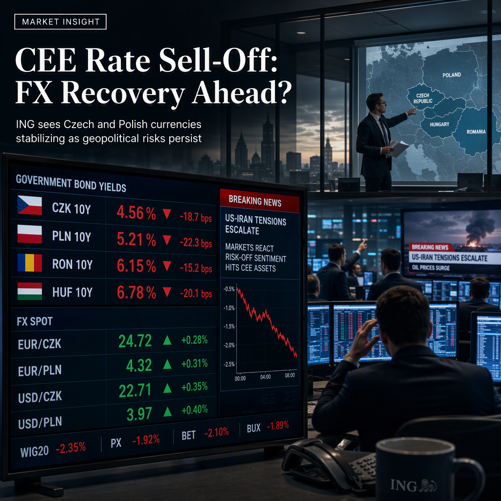 Geopolitical Tensions Drive CEE Rate Sell-Off, ING Sees FX Recovery for CZK and PLN