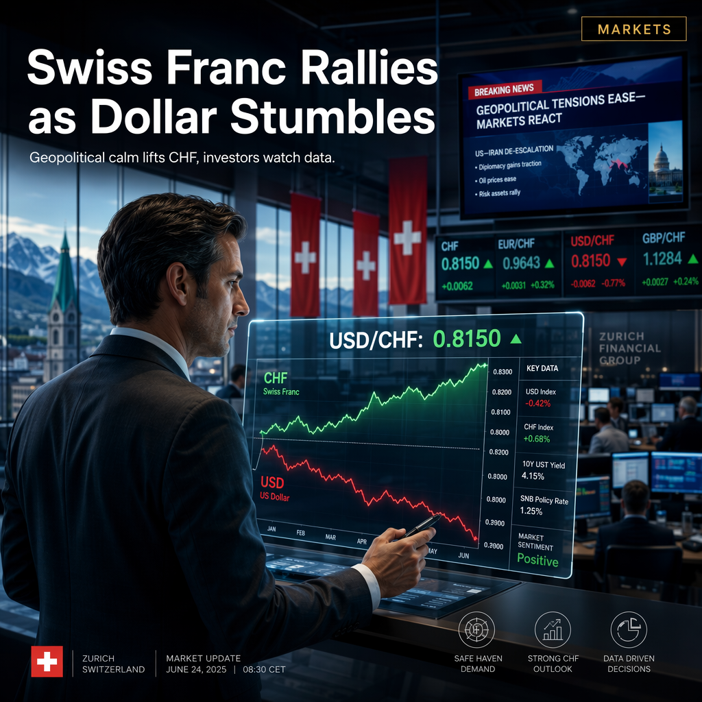 Swiss Franc Strengthens as US Dollar Weakens Amid Easing Geopolitical Tensions