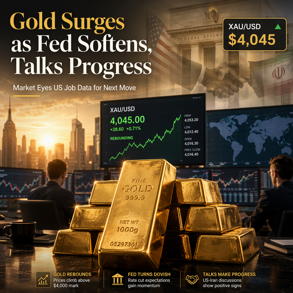 Gold Prices Rebound Near $4,050 as Fed Signals Softer Stance and US-Iran Talks Progress