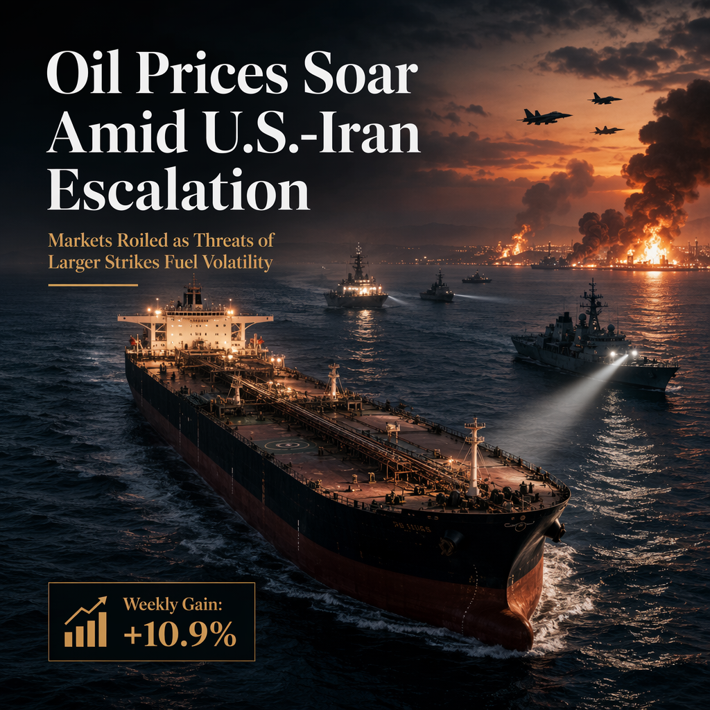 Oil Prices Surge Over 10% for the Week Amid Escalating U.S.-Iran Conflict and Threats of Larger Strikes