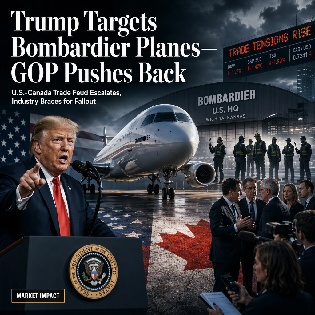 Trump Calls for Bombardier Plane Ban, Faces GOP Pushback Amid U.S.-Canada Trade Tensions