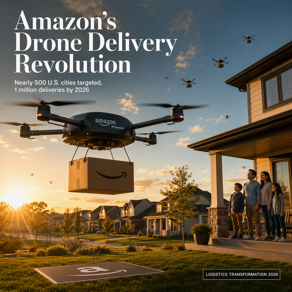 Amazon Announces Major Drone Delivery Expansion to Nearly 500 U.S. Cities, Targeting 1 Million Deliveries in 2026