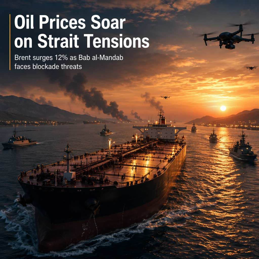 Brent Oil Surges Nearly 12% Amid Bab al-Mandab Blockade Threats and Geopolitical Tensions