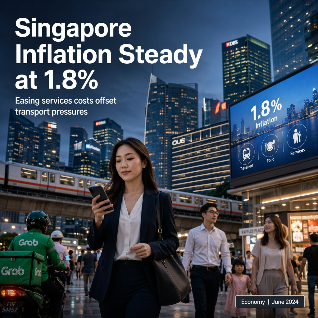 Singapore Inflation Holds Steady at 1.8% in May, Below Expectations Amid Easing Services Costs