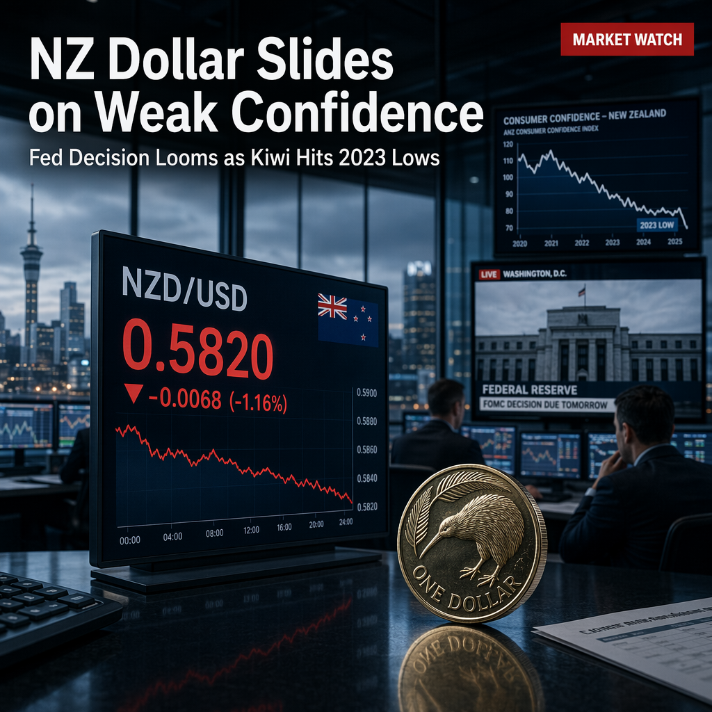 New Zealand Dollar Weakens as Consumer Confidence Hits 2023 Lows Ahead of Fed Decision