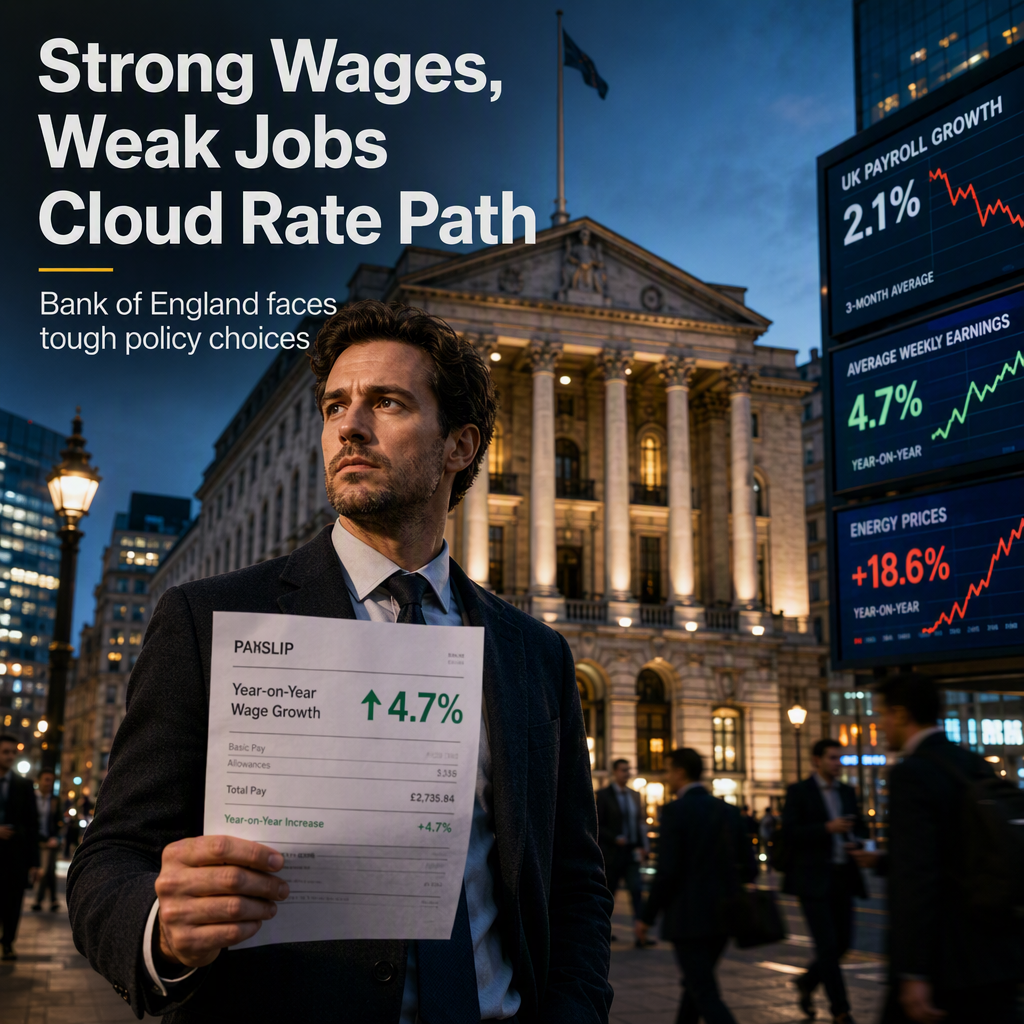 Strong UK Wage Growth Clouds Bank of England Rate Outlook Amid Softening Employment