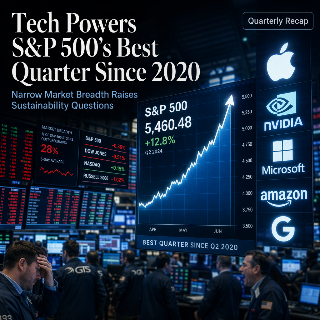 S&P 500 Closes Strongest Quarter Since 2020 on Tech-Led Rally, Narrow Market Breadth Noted