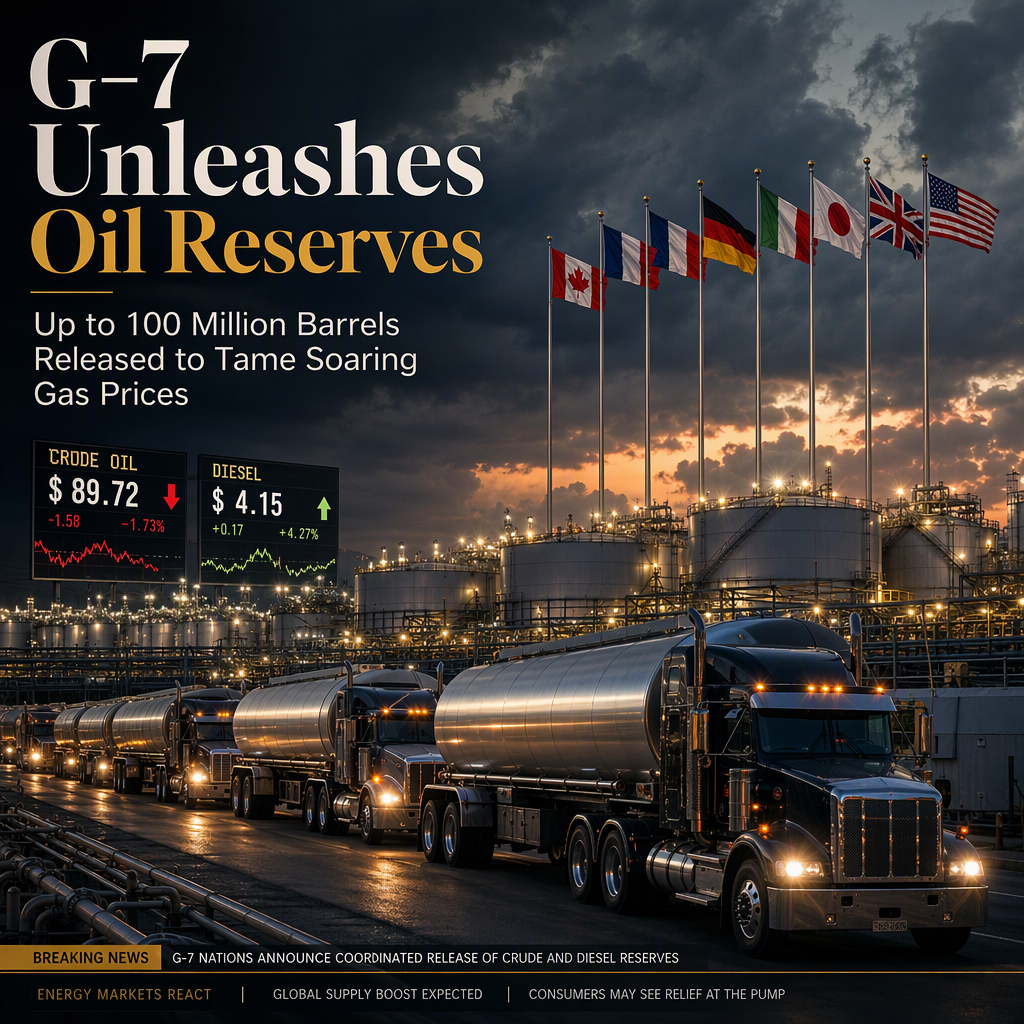 G-7 to Release Up to 100 Million Barrels of Diesel and Crude Oil to Tame Soaring Gas Prices