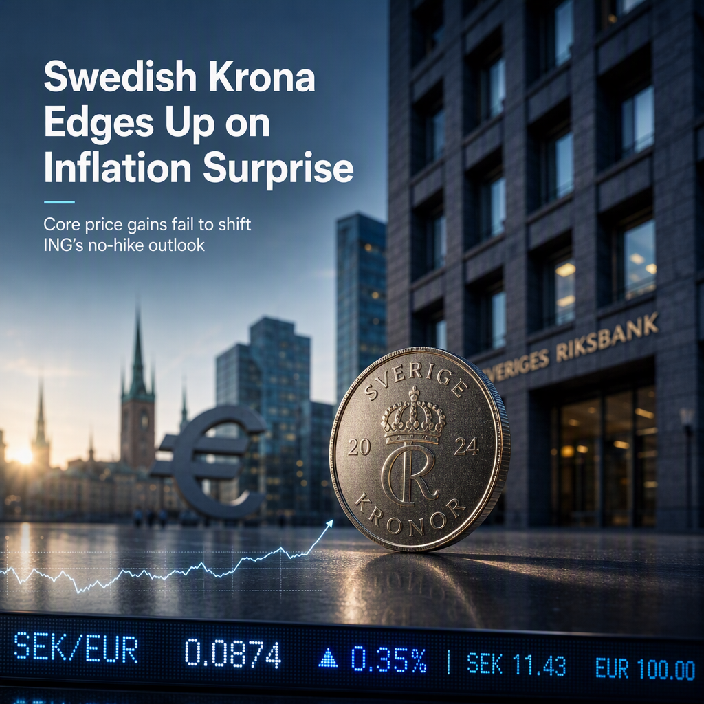 Swedish Krona Gains Modestly as Core Inflation Surprises, ING Maintains No-Hike Outlook