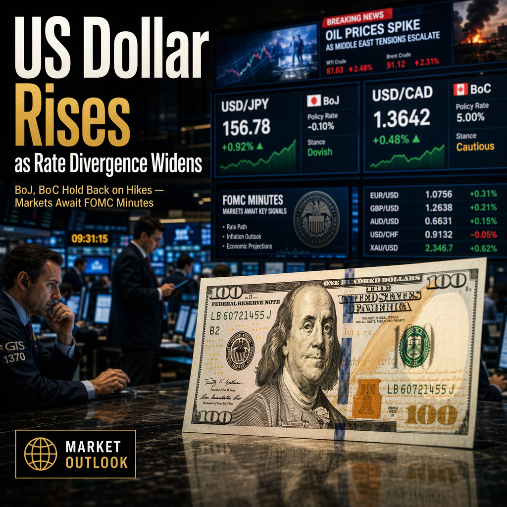 US Dollar Strengthens Ahead of FOMC Minutes as BoJ and BoC Diverge on Rate Hike Prospects