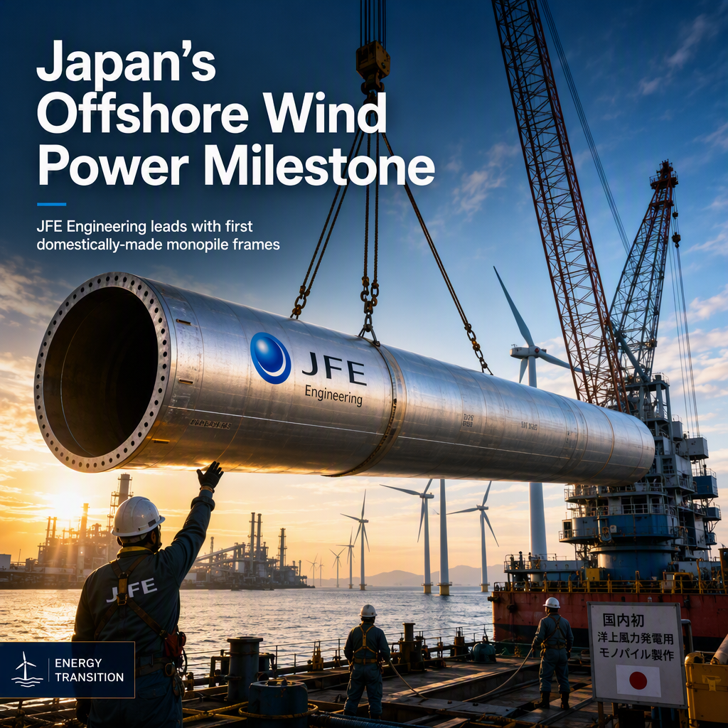 JFE Engineering Becomes First Japanese Firm to Manufacture Offshore Wind Farm Frames Domestically