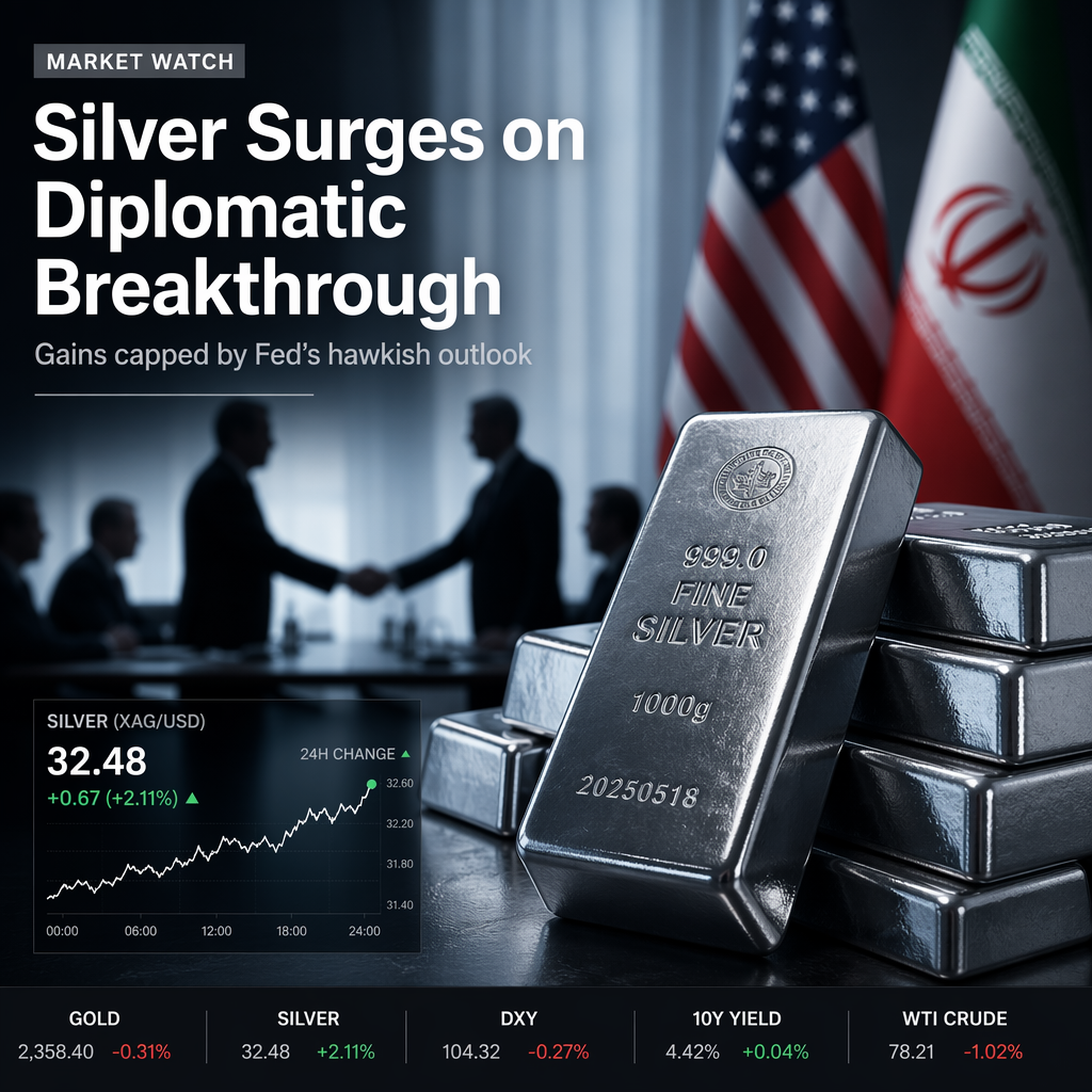 Silver Price Climbs on US-Iran Diplomatic Progress, Gains Capped by Hawkish Fed Outlook