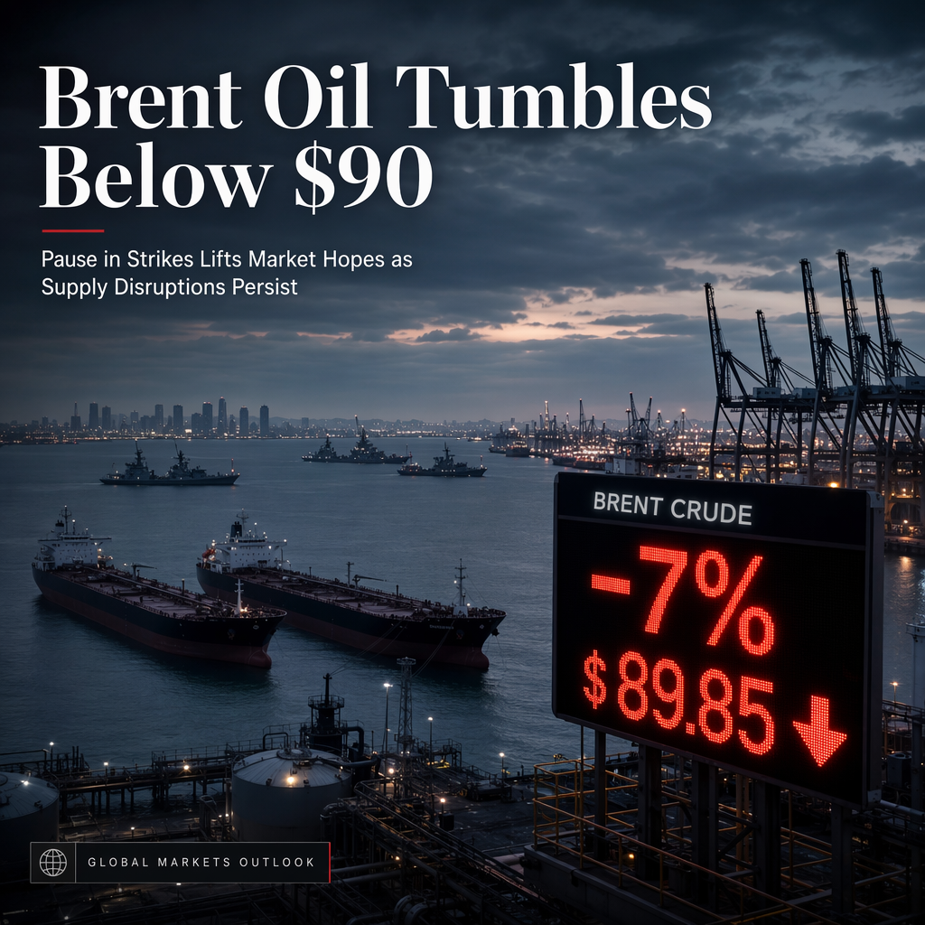 Brent Crude Plunges Below $90 as U.S. and Iran Pause Strikes Amid Ongoing Supply Disruptions