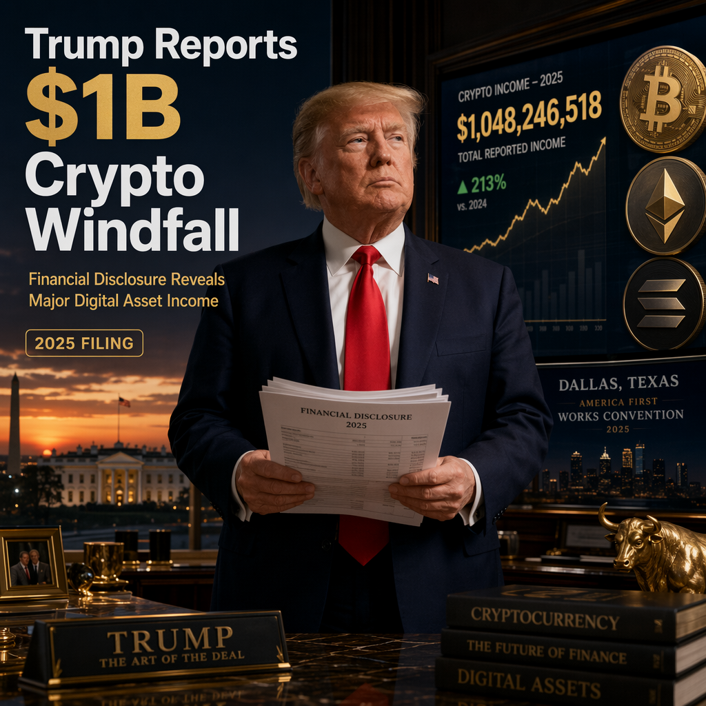 Trump Discloses Over $1 Billion in Crypto Income in 2025 Financial Filing