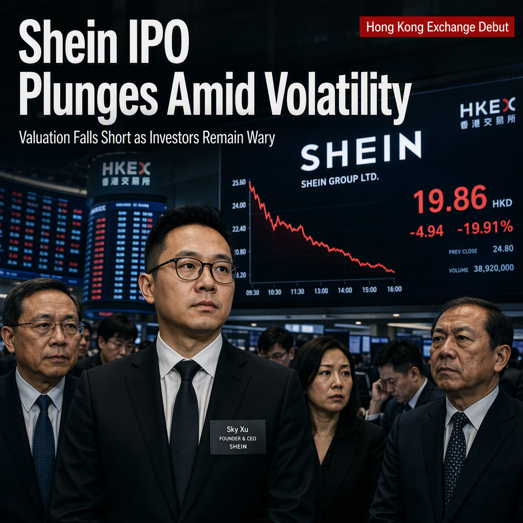Shein Shares Plunge on Volatile Hong Kong IPO Debut, Valuation Falls Short of Expectations