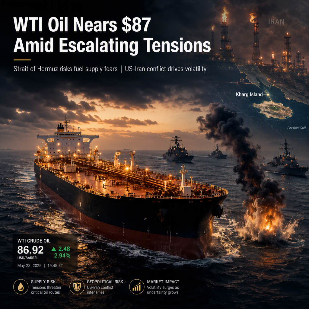 WTI Oil Surges Toward $87 Amid US-Iran Tensions and Supply Risks