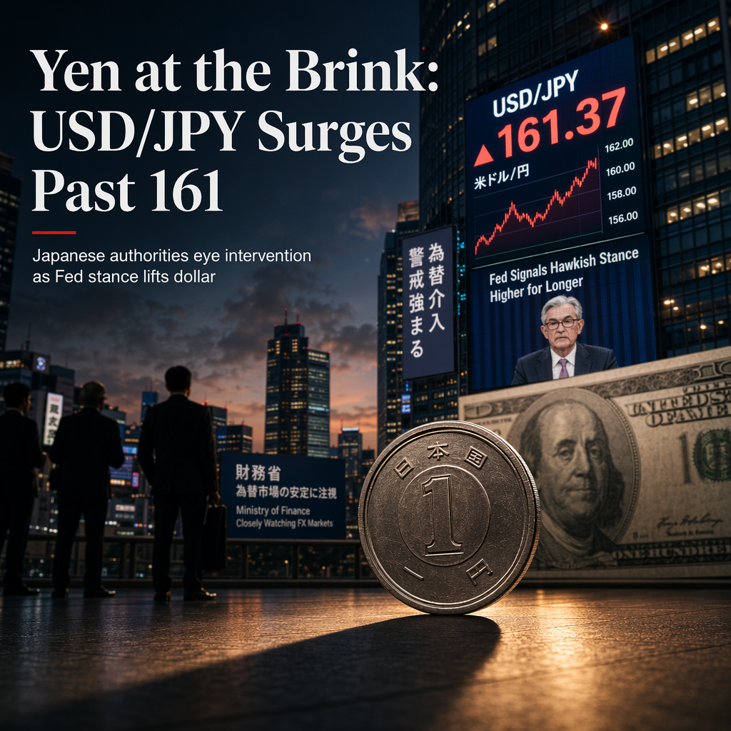Japanese Yen Nears Intervention Levels as USD/JPY Surges Past 161 Amid Fed Hawkishness