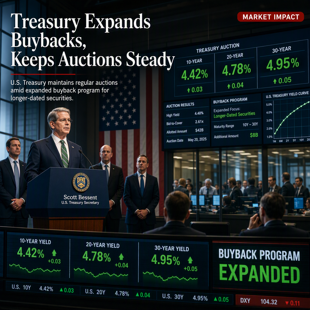 U.S. Treasury to Maintain Regular Auctions Amid Expanded Buyback Program for Longer-Dated Securities