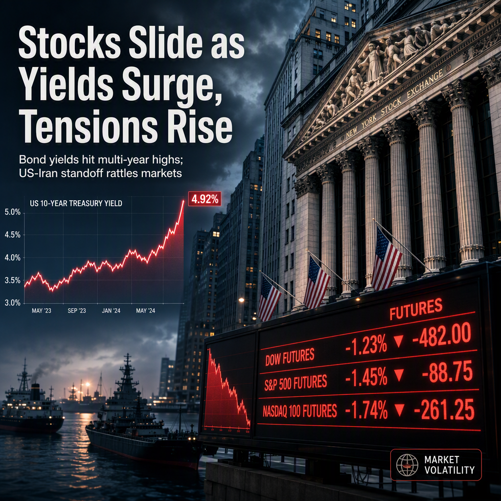 US Stock Futures Slide as Soaring Yields and US-Iran Tensions Shake Markets
