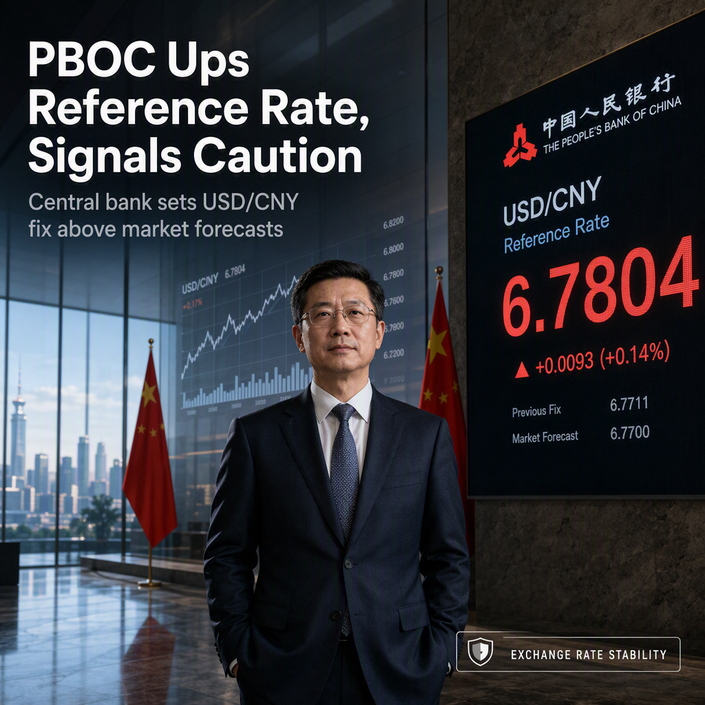 PBOC Sets USD/CNY Reference Rate Higher Amid Market Expectations