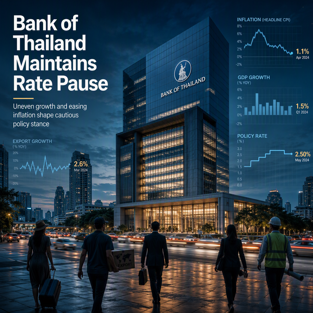 Bank of Thailand Expected to Extend Policy Rate Pause Amid Uneven Economic Growth