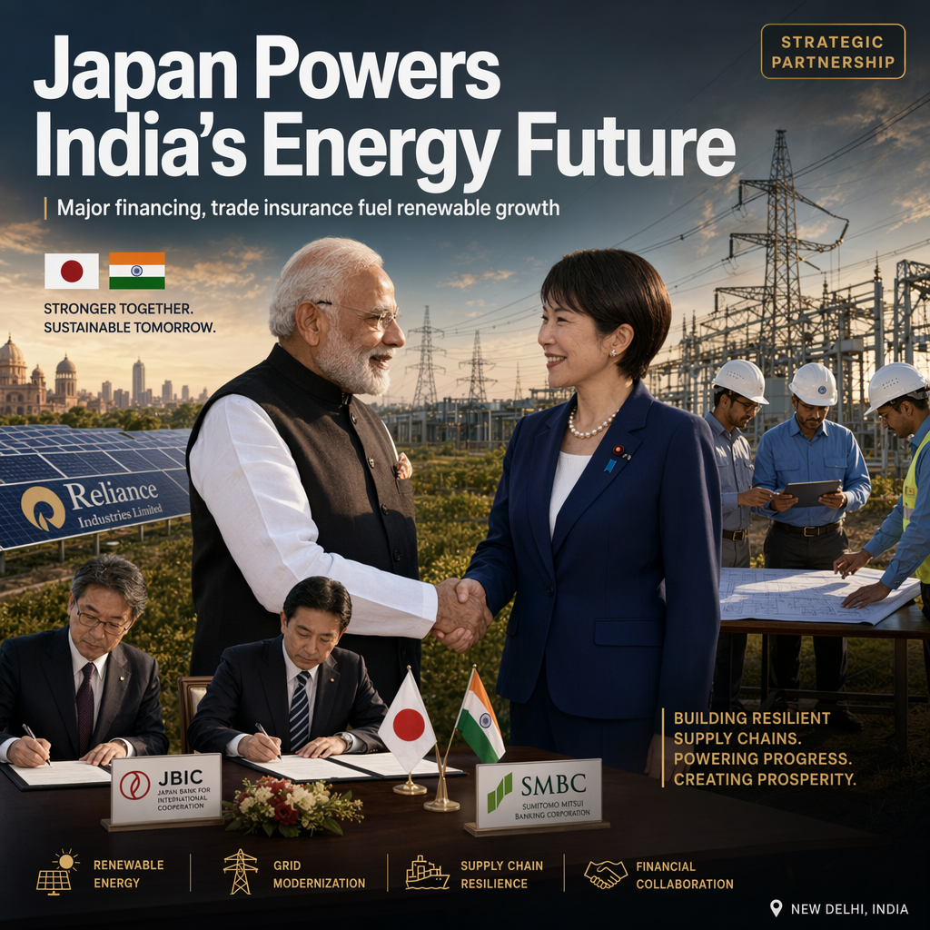 Japan Deepens Energy and Supply Chain Ties with India Through Major Financing and Trade Insurance Initiatives