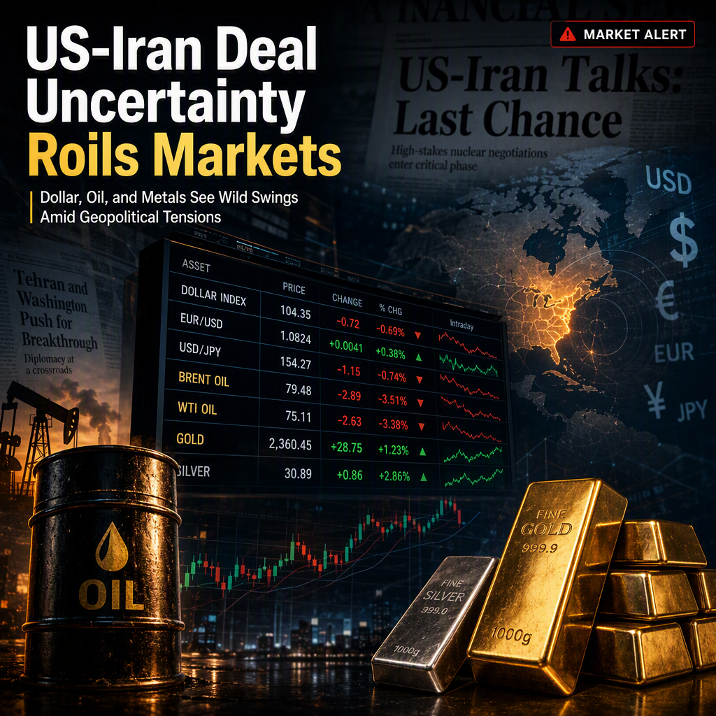US-Iran Deal Hopes Trigger Volatility Across Dollar, Oil, and Precious Metals Markets