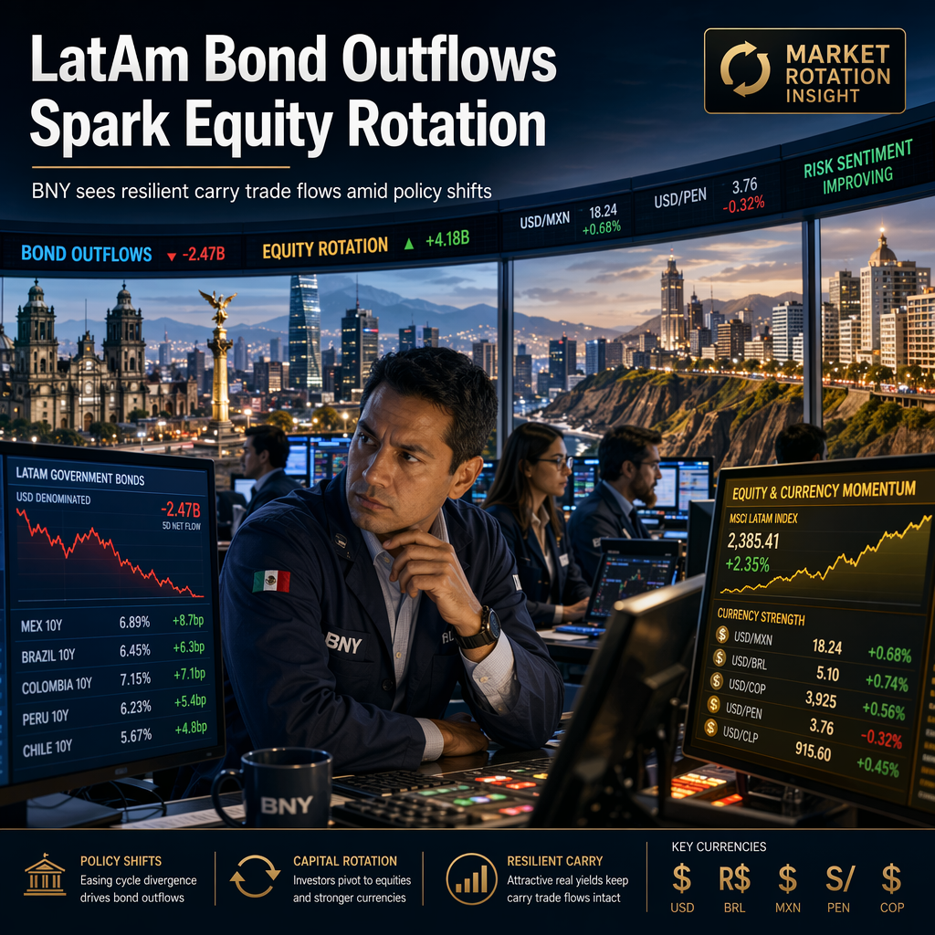 LatAm Bond Outflows Prompt Rotation to Equities and Carry Trades, Says BNY