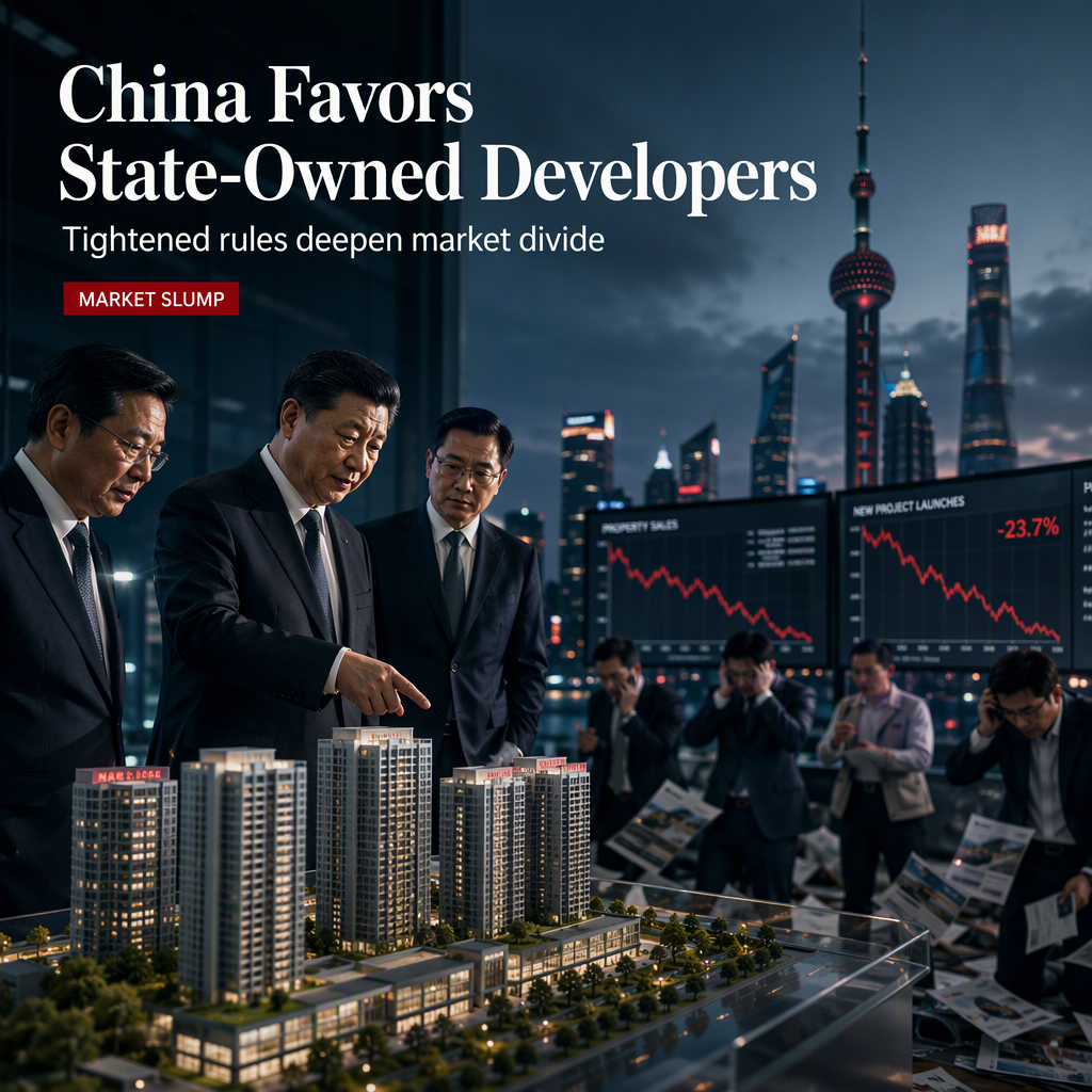 China Tightens Property Sector Rules, Favoring State-Owned Developers Amid Market Slump