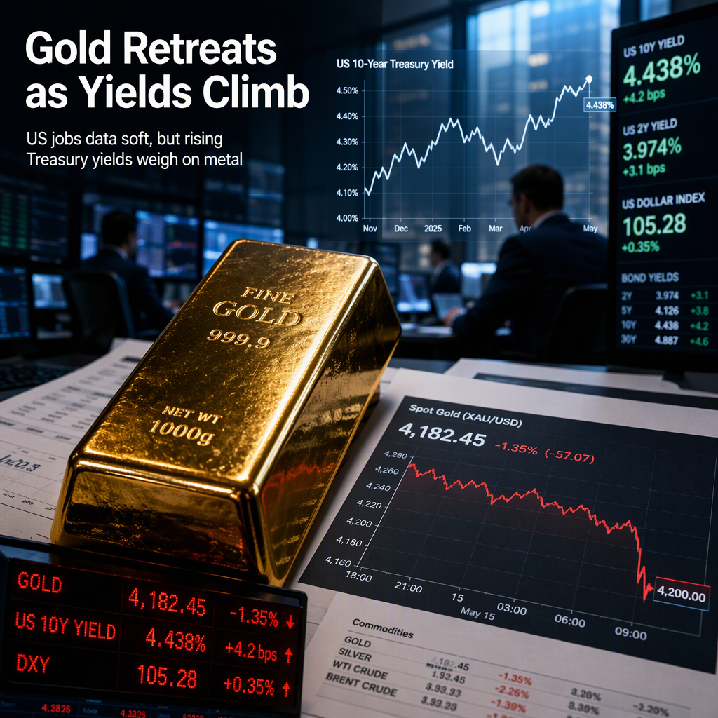 Gold Retreats Below $4,200 as US Yields Rise Despite Weak Jobs Data