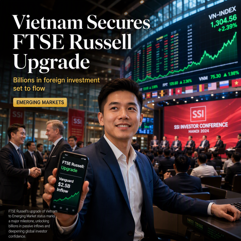 Vietnam Joins FTSE Russell Emerging-Market Index, Paving Way for Billions in Foreign Investment