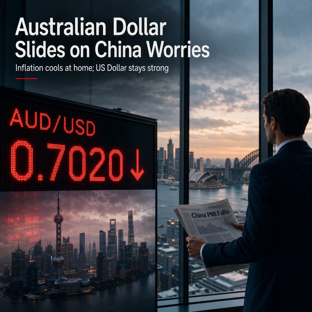 Australian Dollar Dips as China’s Manufacturing PMI Falls Below Expectations; Inflation Eases in Australia