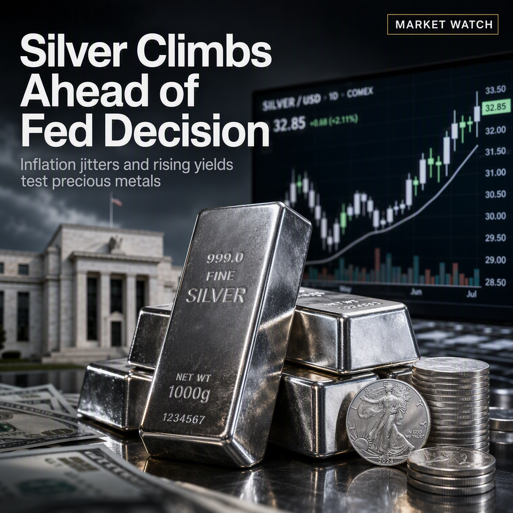 Silver Edges Higher as Investors Await Key Fed Decision Amid Inflation Concerns