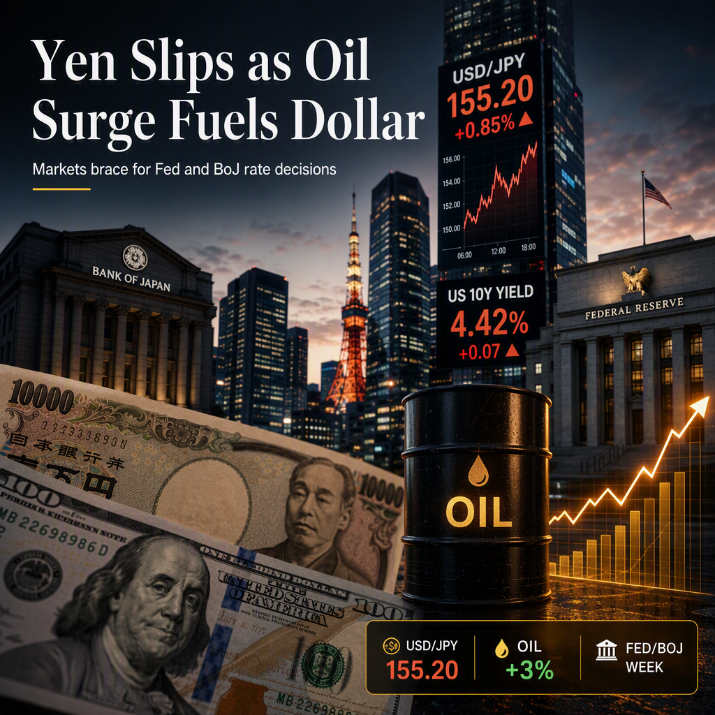 Japanese Yen Weakens as Oil Surge Lifts US Yields Ahead of Fed and BoJ Decisions