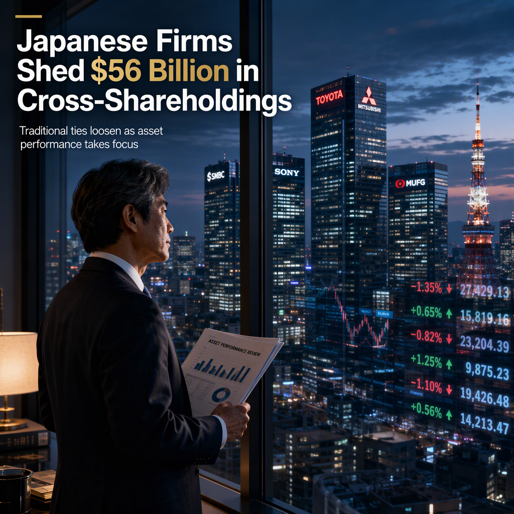 Japanese Companies Unwind $56 Billion in Cross-Shareholdings, Marking Second-Highest Annual Reduction