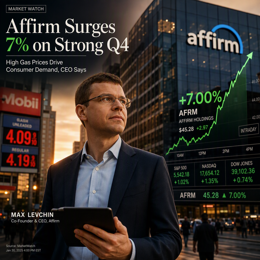 Affirm Shares Surge 7% on Strong Q4 Earnings and Upbeat Outlook Amid High Gas Prices