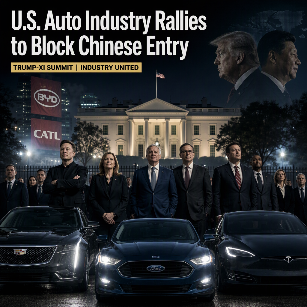 U.S. Auto Industry Unites to Oppose Chinese Automaker Entry Ahead of Trump-Xi Meeting