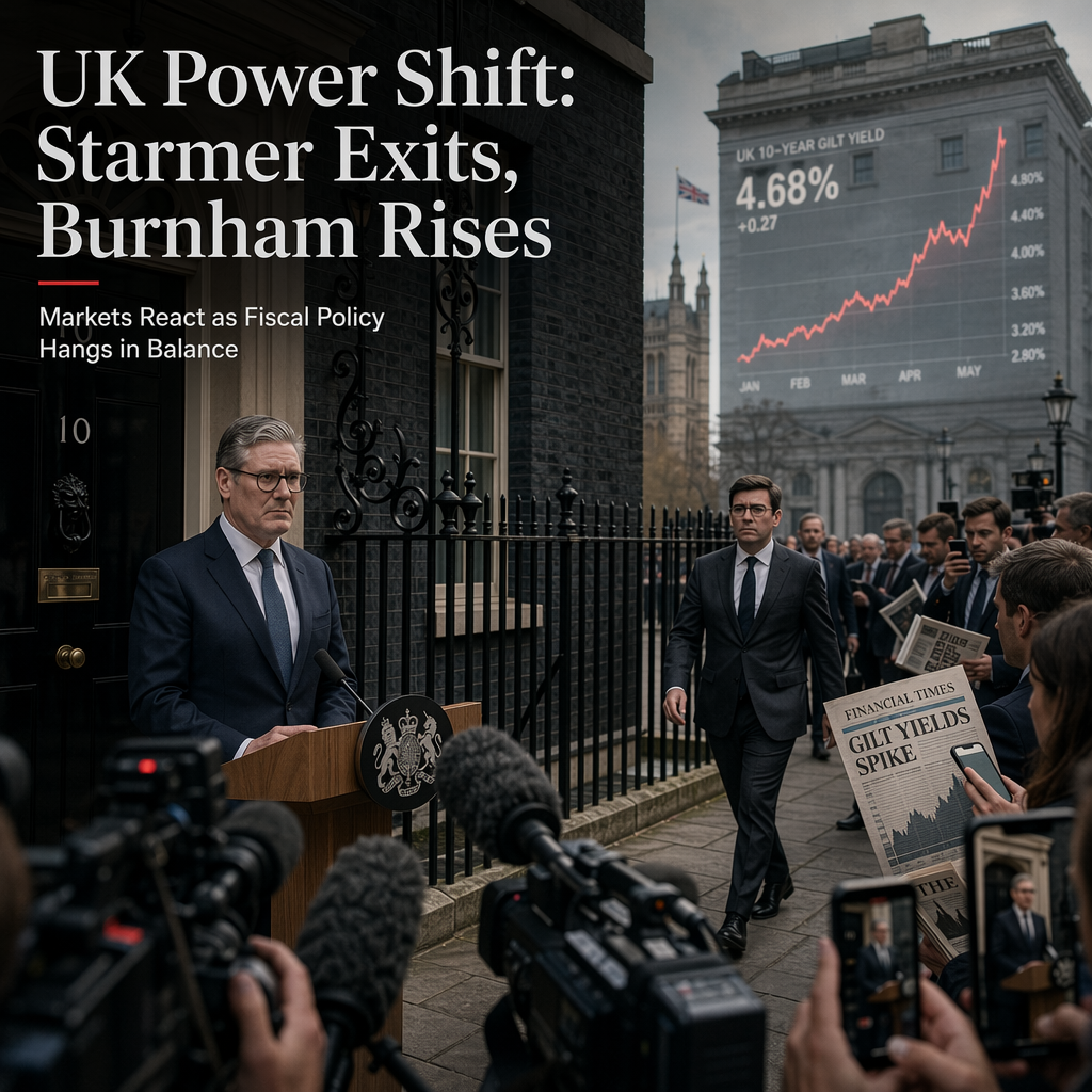 UK Prime Minister Keir Starmer Resigns; Andy Burnham Emerges as Frontrunner, Markets Eye Fiscal Policy Shift
