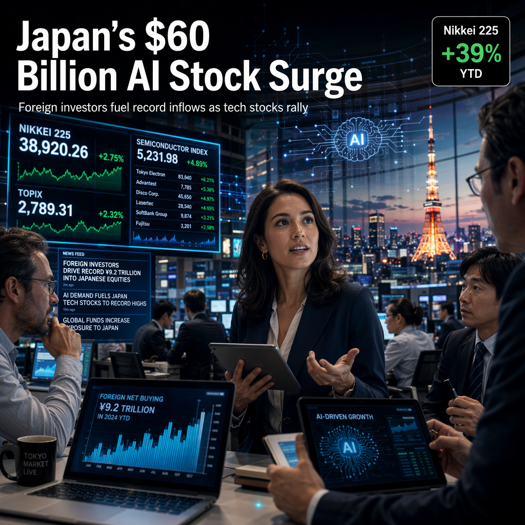 Foreign Investors Drive Record $60 Billion Inflows into Japanese Stocks Amid AI Boom