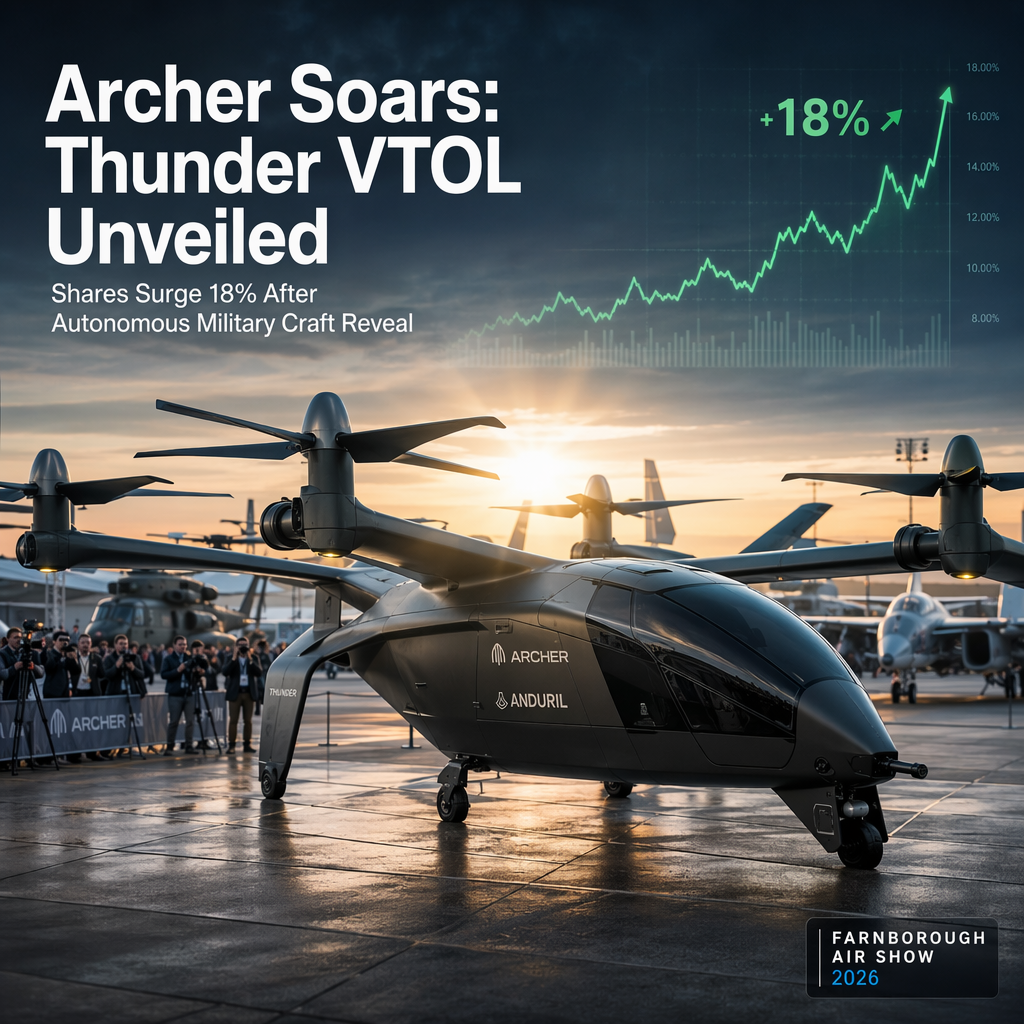 Archer Aviation Shares Surge 18% After Unveiling Thunder Autonomous Military Craft with Anduril
