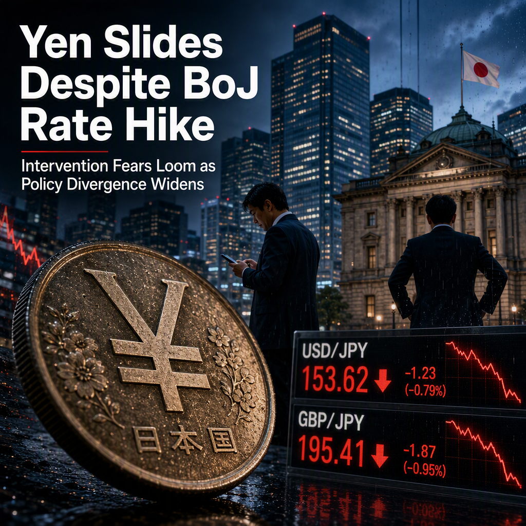 Japanese Yen Slides After Dovish BoJ Rate Hike Amid Intervention Fears